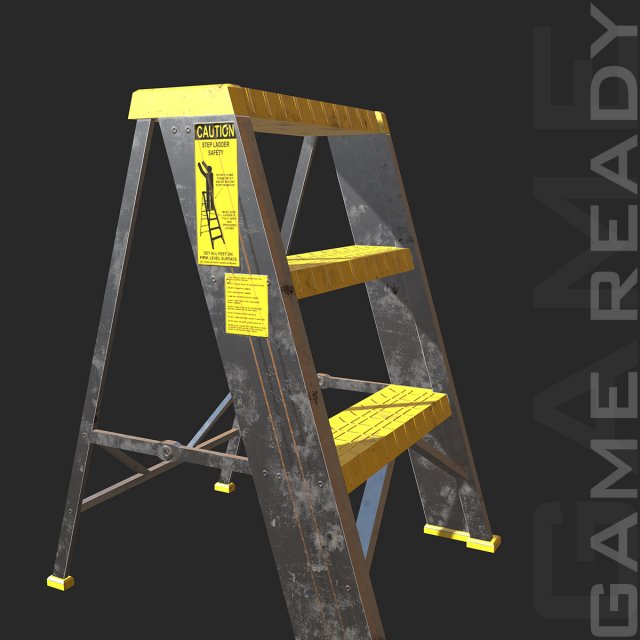 step ladders - low poly 3D Модель .c4d .max .obj .3ds .fbx .stl .blend 