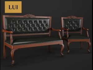 banquette and armchair lui rambay Model 3D