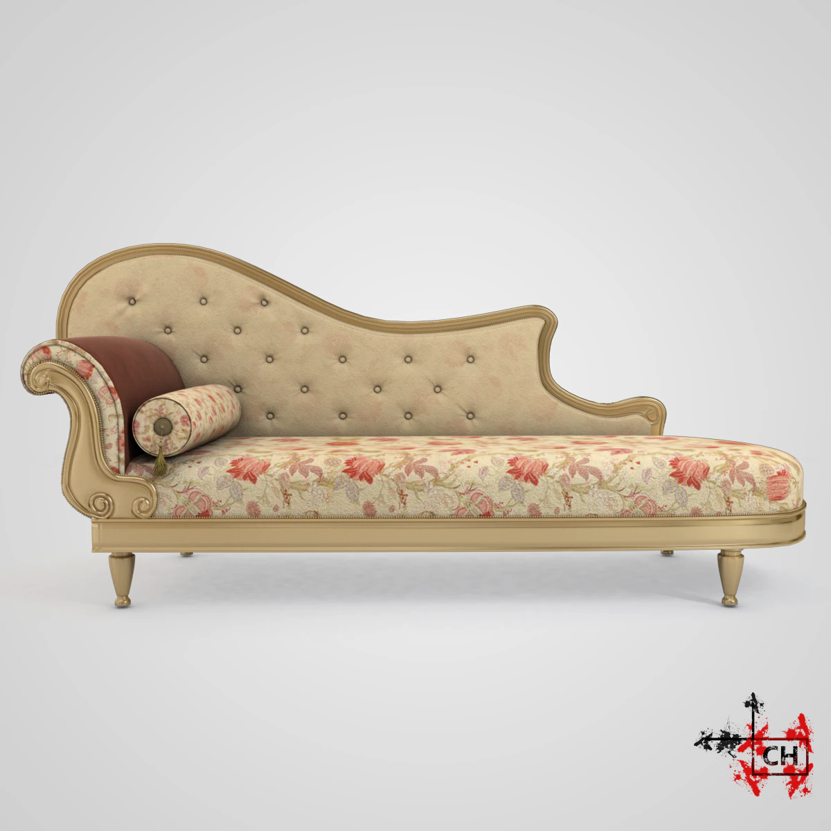 couch josephine 3D Model .c4d .max .obj .3ds .fbx .stl .blend