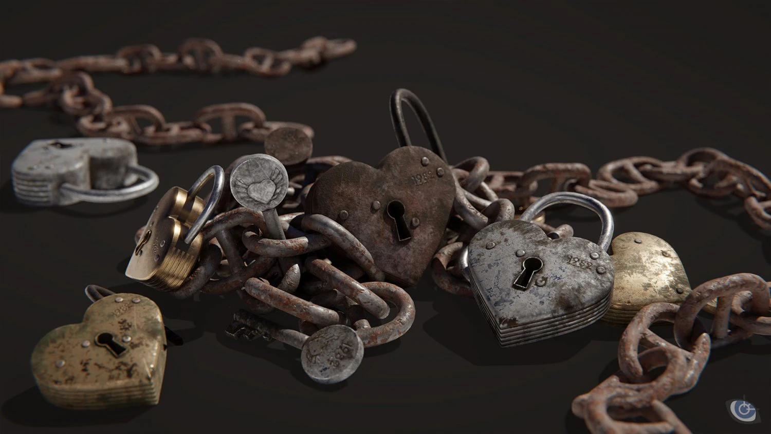 heart shaped lock 3D Model .c4d .max .obj .3ds .fbx .stl .blend 