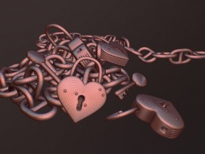 heart shaped lock Model 3D