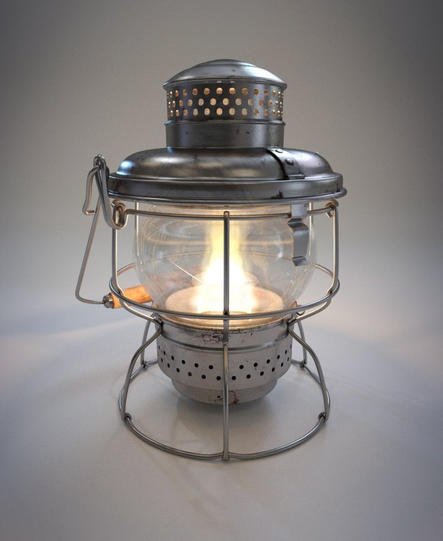 antique lantern kerosene 3D Model .c4d .max .obj .3ds .fbx .stl .blend 