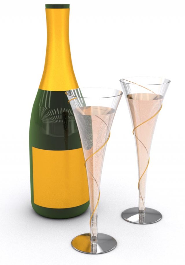 champaigne glass Model 3D .c4d .max .obj .3ds .fbx .stl .blend