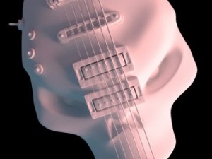 custom glowing skull guitar 3D Модель