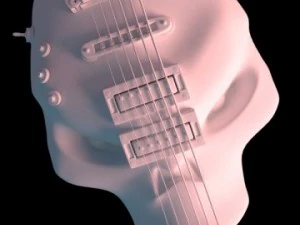 custom glowing skull guitar 3D Model