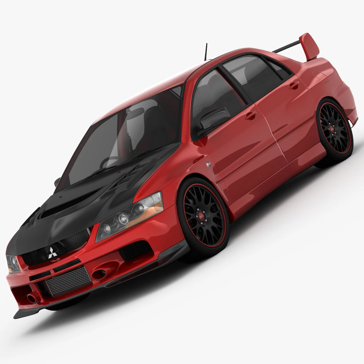 mitsubishi lancer evo 9 carbon 2007 3D Model .c4d .max .obj .3ds .fbx .stl .blend