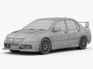 mitsubishi lancer evo 9 carbon 2007 3D Model