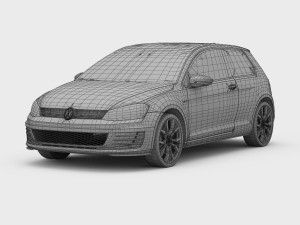 volkswagen golf 7 gti 3-door 2014 3D Model