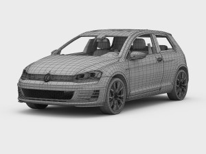 volkswagen golf 7 gti 3-door 2014 3D Model