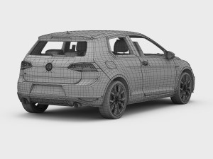volkswagen golf 7 gti 3-door 2014 3D Model