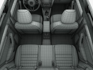 skoda octavia 2014 detailed interior 3D Модель