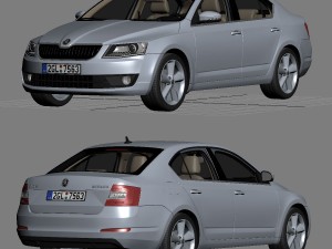 skoda octavia 2014 detailed interior 3D Модель