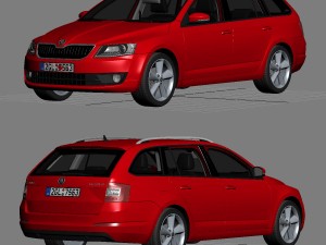 skoda octavia combi 2014 detailed interior 3D Модель