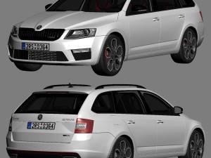 skoda octavia combi rs 2014 detailed interior Modelo 3D