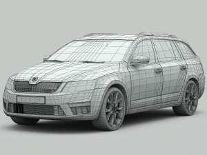 skoda octavia combi rs 2014 detailed interior Modelo 3D