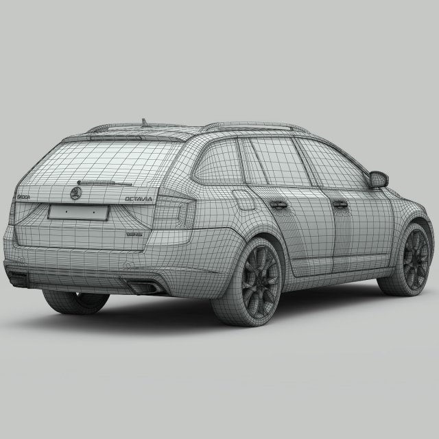 skoda octavia combi rs 2014 detailed interior 3D Model in Wagon 3DExport