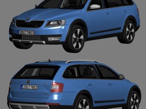 skoda octavia scout 2015 detailed interior Model 3D