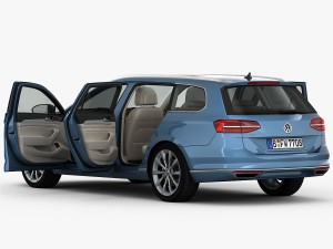 volkswagen passat variant 2015 detailed interior 3D 모델