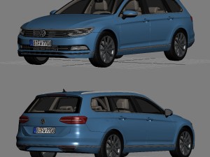 volkswagen passat variant 2015 detailed interior 3D 모델