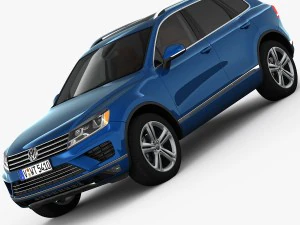 volkswagen touareg 2015 interior detalhado Modelo 3D
