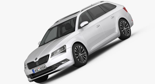 Skoda superb kombi 2016 detailed interior Model 3D .c4d .max .obj .3ds .fbx .stl .blend