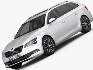 Skoda superb kombi 2016 detailed interior 3D Model