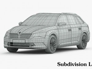 Skoda superb kombi 2016 detailed interior 3D Model