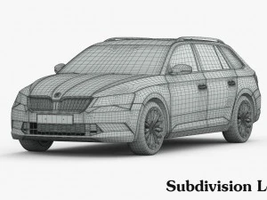 Skoda superb kombi 2016 detailed interior 3D Model