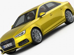 audi a4 s-line 2016 interior detalhado Modelo 3D