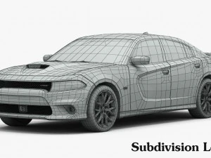 Dodge Charger SRT 392 2015 Detaillierte Innenausstattung 3D Modell