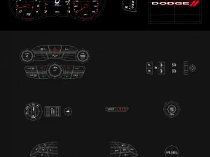 dodge challenger sxt 2015 detailed interior 3D Model