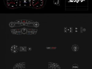 dodge challenger srt hellcat 2016 detailed interior 3D Model