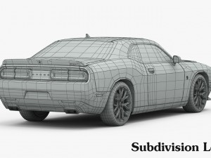 dodge challenger srt hellcat 2016 detailed interior Modèle 3D