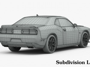 dodge challenger srt hellcat 2016 detailed interior Modèle 3D