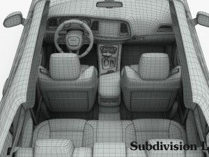 dodge challenger srt hellcat 2016 detailed interior Modèle 3D