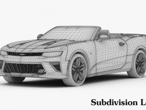 chevrolet camaro ss convertible 2016 detailed interior 3D Модель