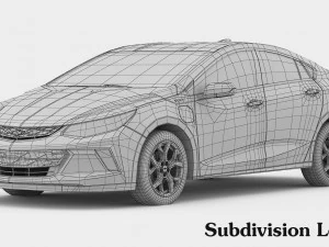 chevrolet volt 2017 детальний інтер'єр 3D Модель