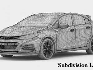 chevrolet cruze hatchback 2017 detailed interior 3D Model