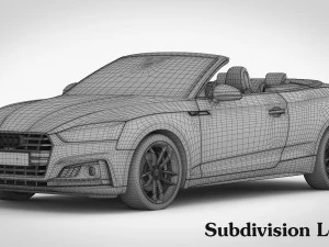 audi s5 cabriolet 2018 detailed interior 3D Model