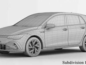 volkswagen golf r-line 2020 3D Model