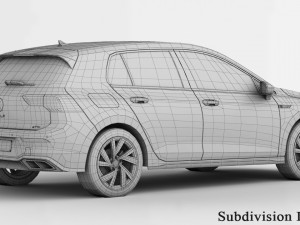 volkswagen golf r-line 2020 3D Model