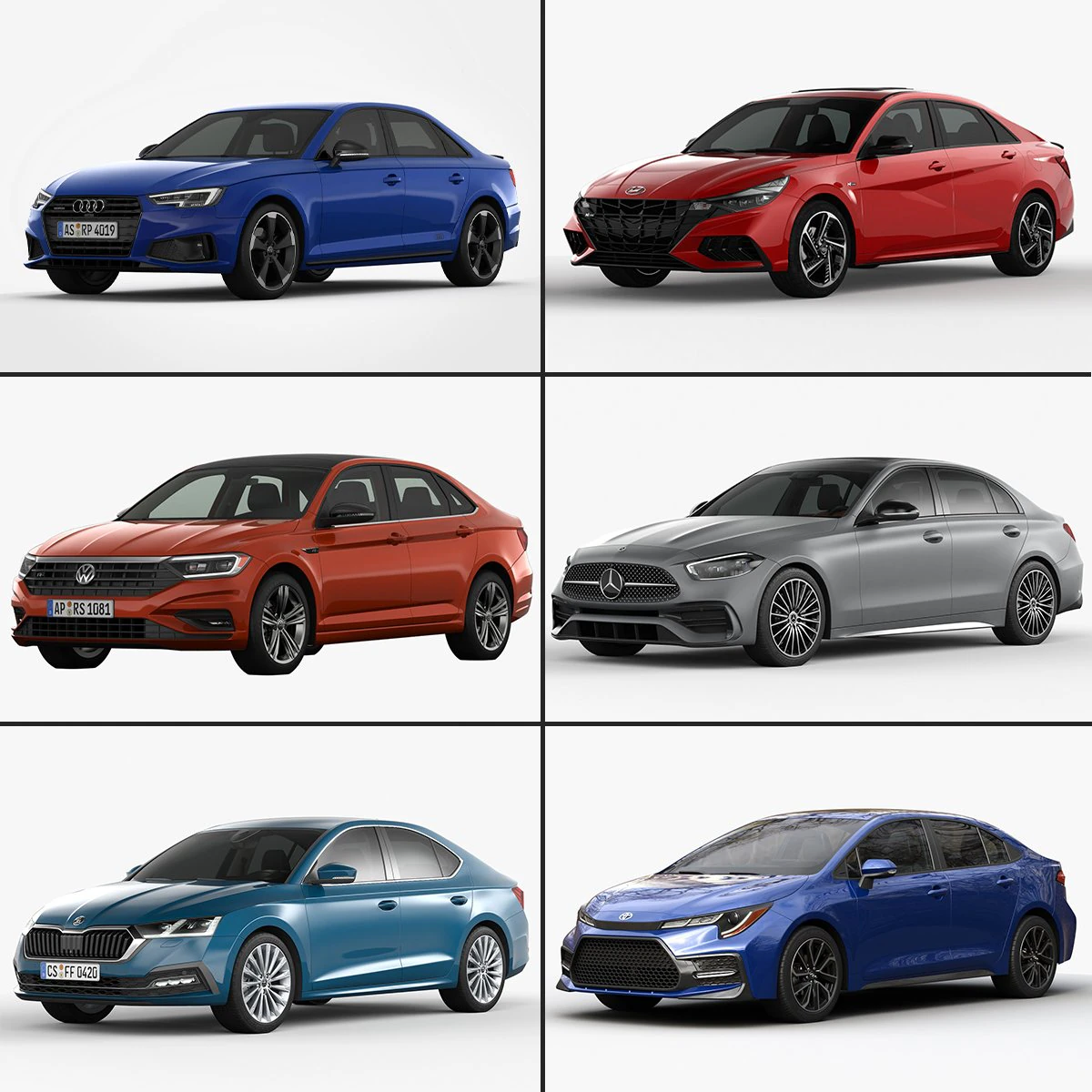 My Compact Sedan Collection 3D Model .c4d .max .obj .3ds .fbx .stl .blend 