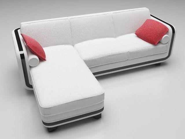 sofa white and red 3D Model .c4d .max .obj .3ds .fbx .stl .blend 