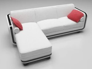 sofa white and red 3D Model