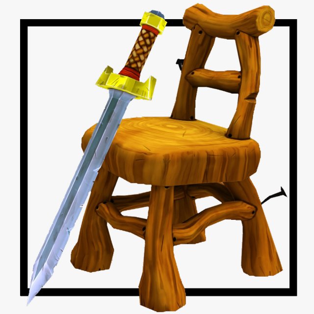 chair and sword 3D Model .c4d .max .obj .3ds .fbx .stl .blend 