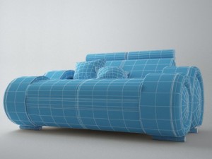 modern sofa 2x 3D Model