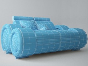 modern sofa 2x 3D Model