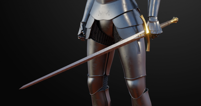 dark fantasy templar long sword 3D Model .c4d .max .obj .3ds .fbx .stl .blend 
