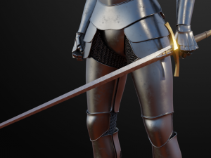 dark fantasy templar long sword Modello 3D