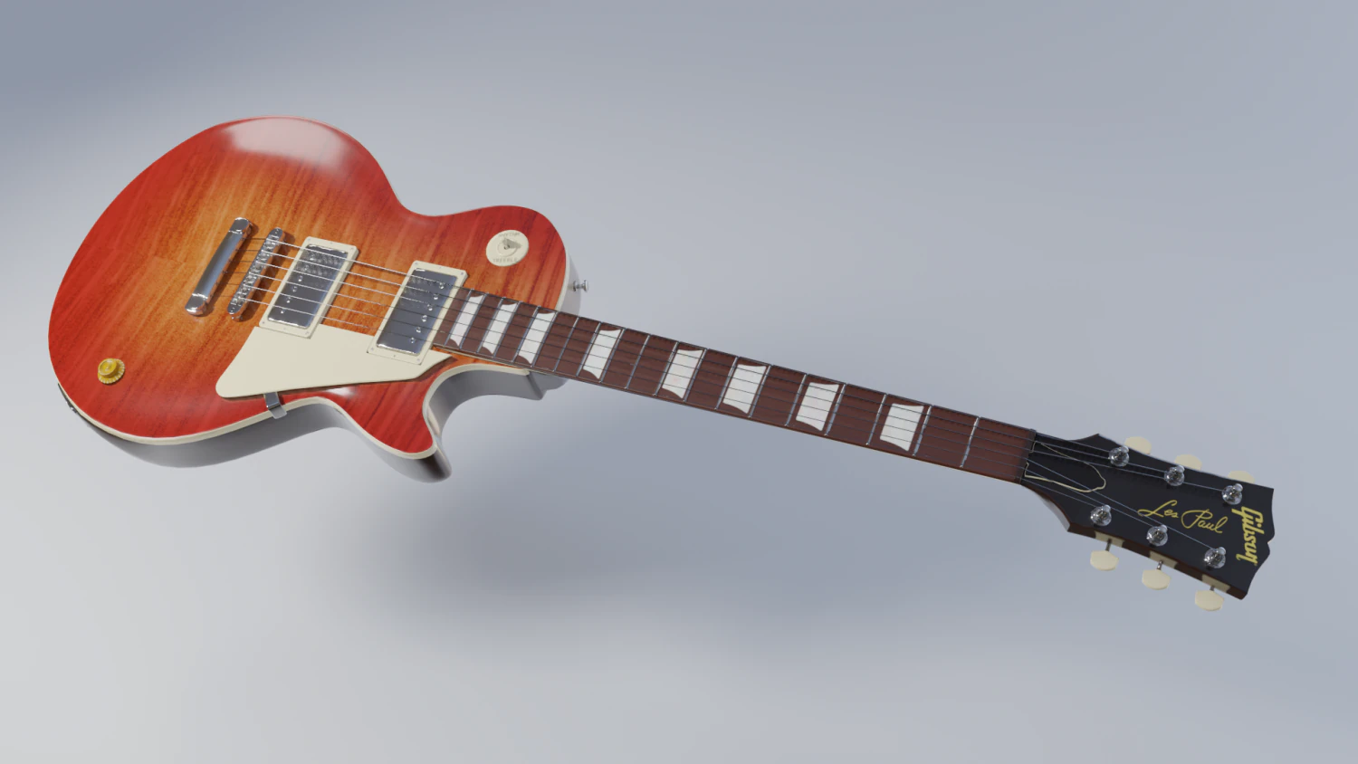 les paul electric guitar 3D Model .c4d .max .obj .3ds .fbx .stl .blend